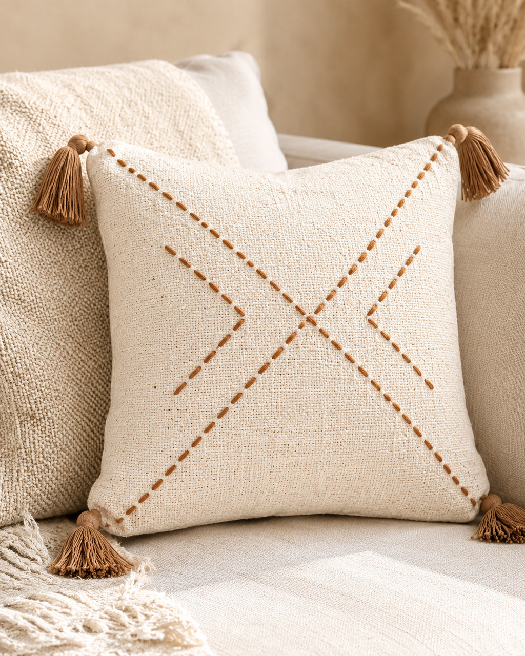 Ava Hand Stitched Cotton Pillows