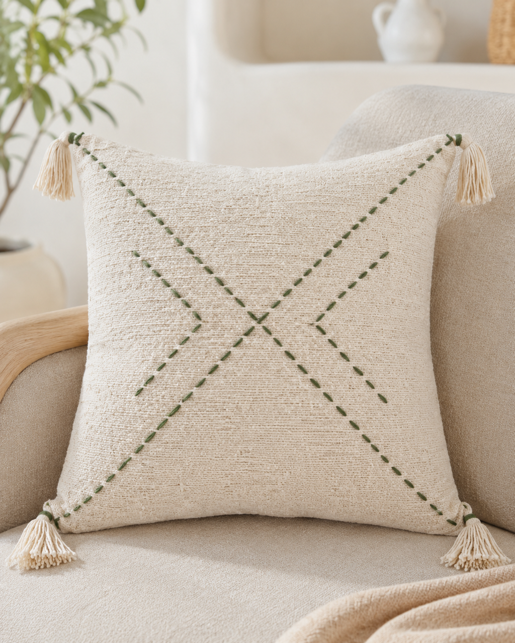 Ava Hand Stitched Cotton Pillows