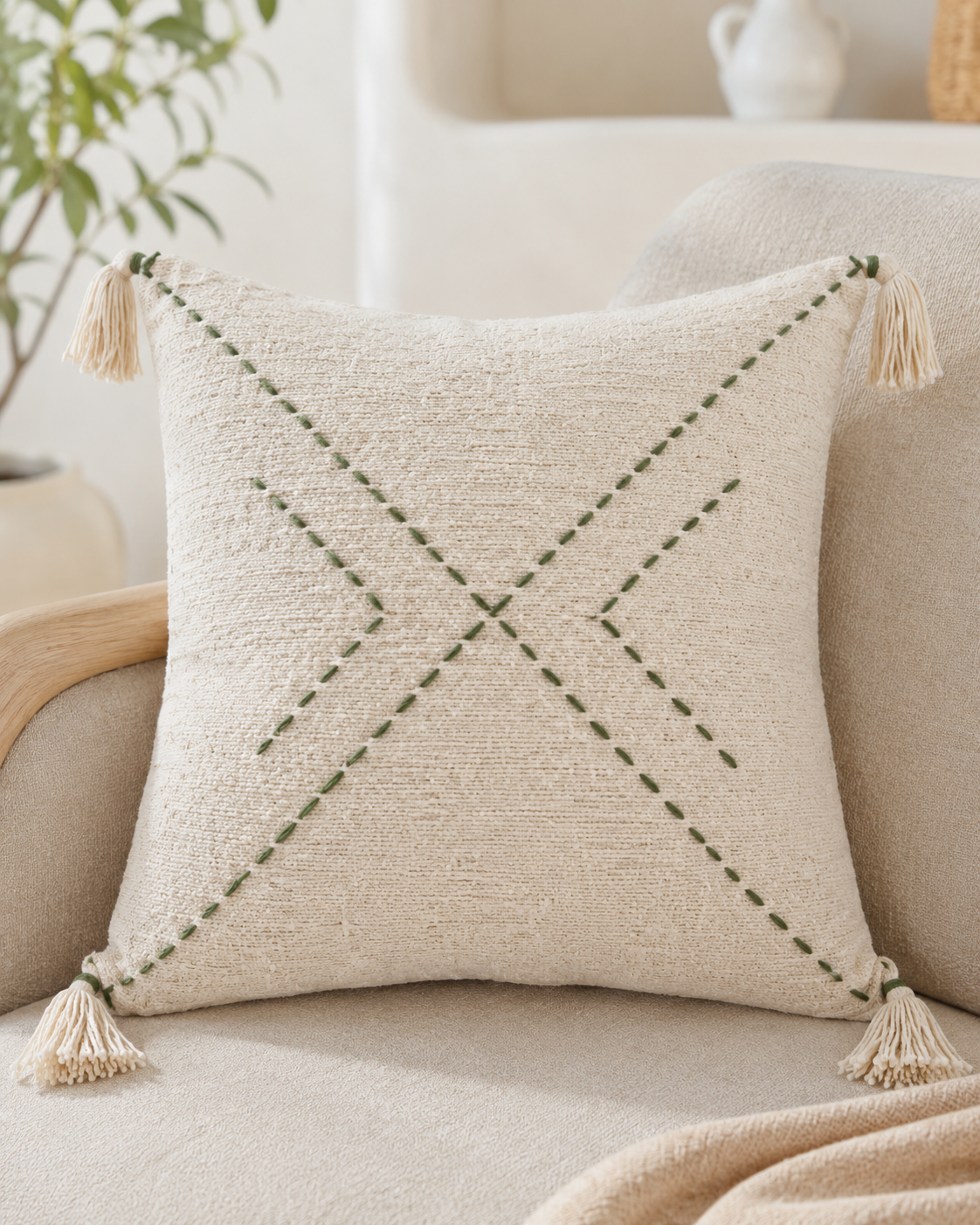 Ava Hand Stitched Cotton Pillows