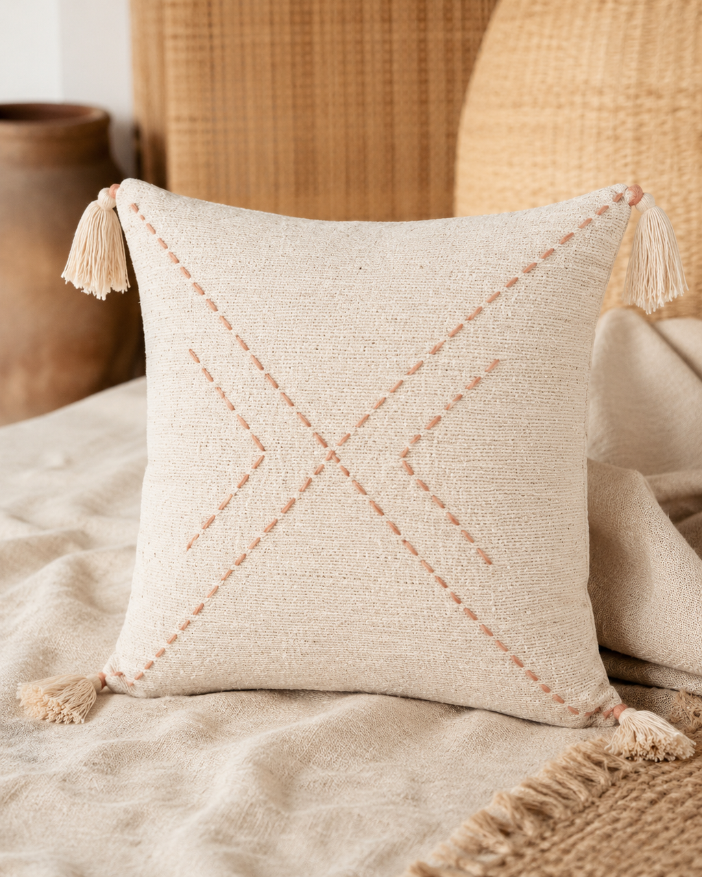 Ava Hand Stitched Cotton Pillows