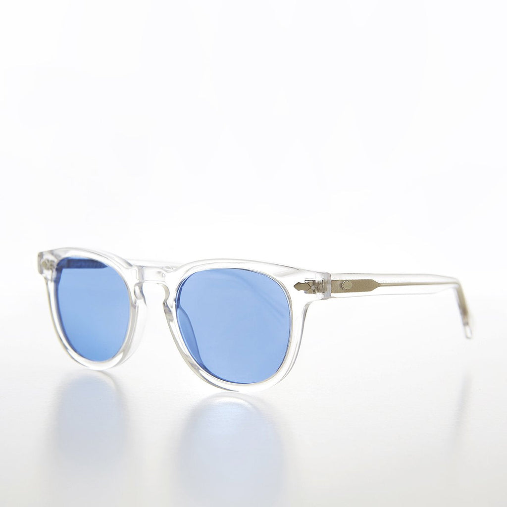 Clear Acetate Square Sunglass with Colored Lenses - Benson