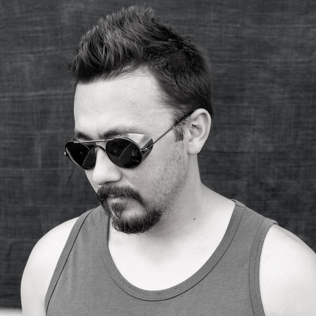 Black Steampunk Sunglass with Folding Side Shields - Bram 4