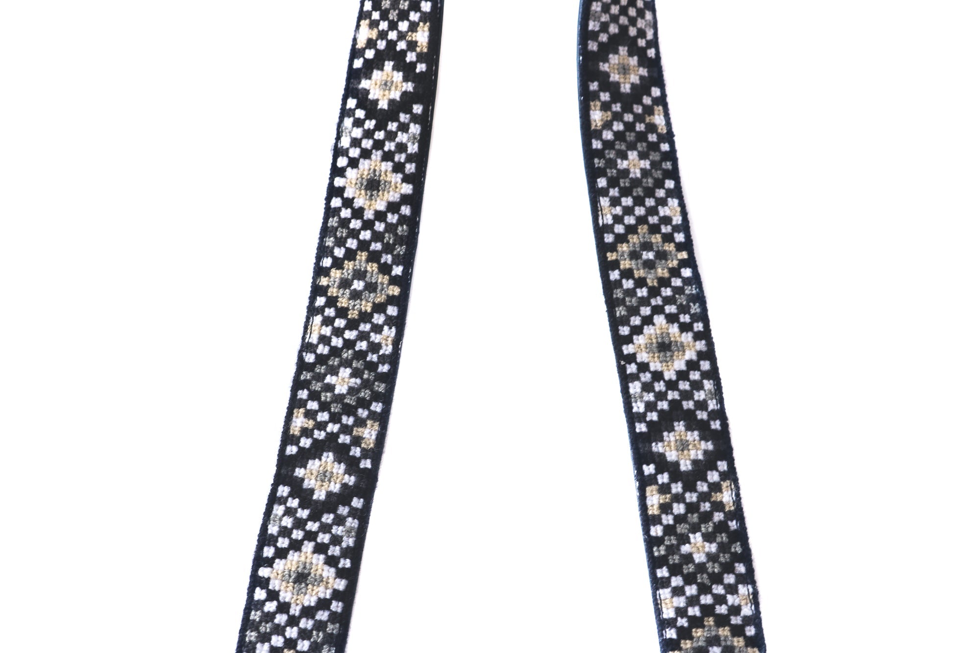 Mai Woven Bag Strap - Black & White with Leather