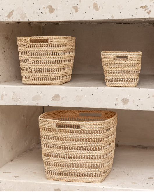 Woven Rattan Cube Storage Baskets