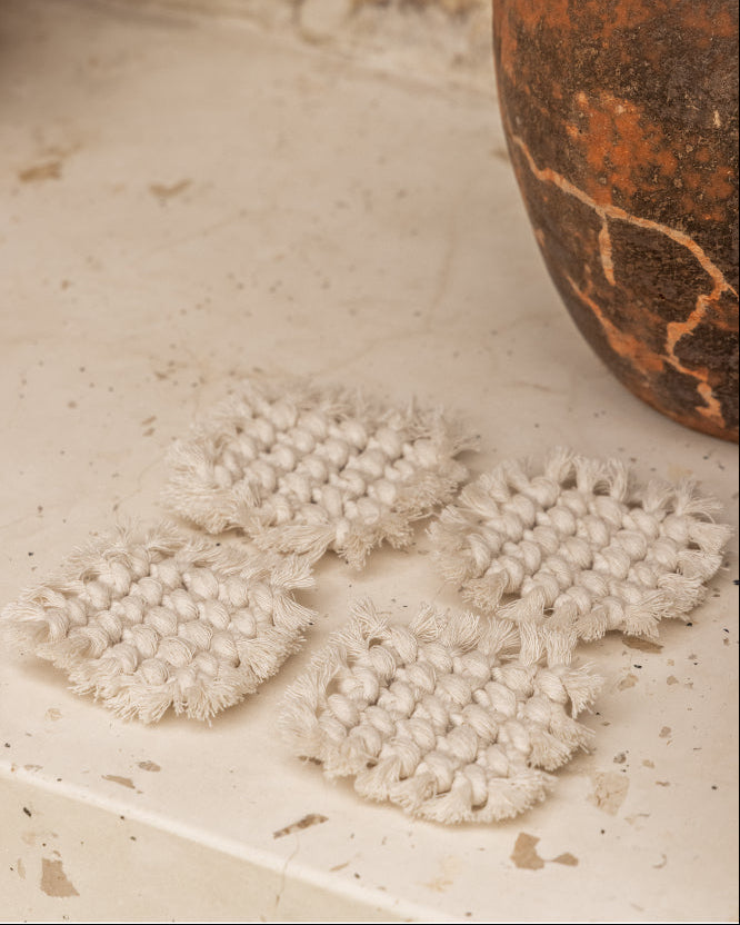 Knotted Macrame Coaster Set