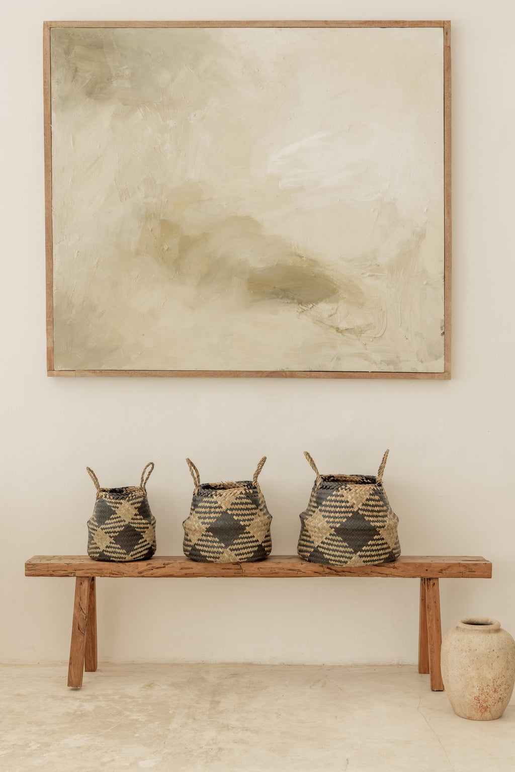 Plaid Woven Storage Basket