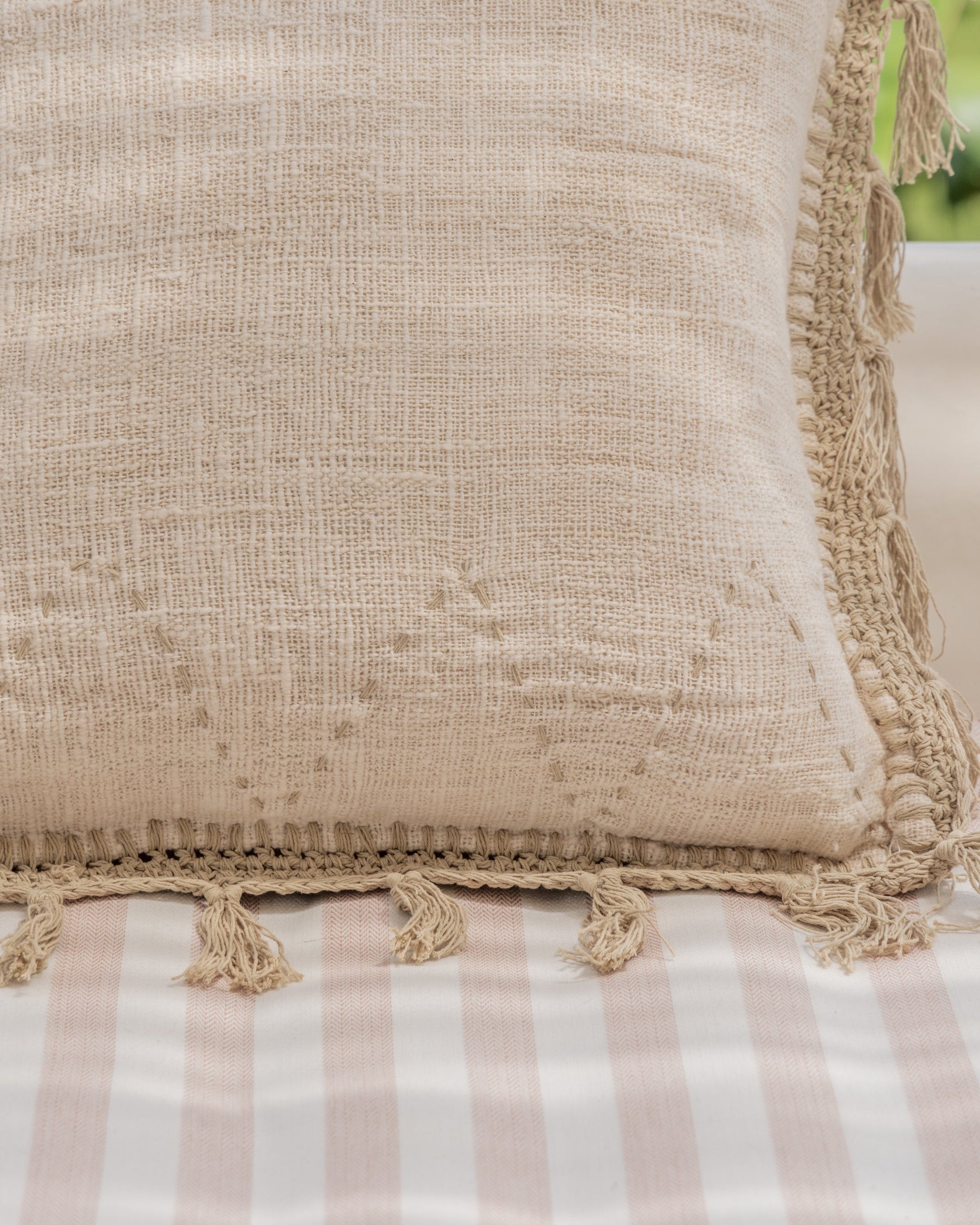 Gaia Hand Stitched Cotton Throw Pillow