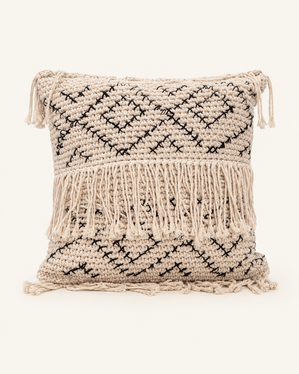 Bohemian Tasseled Macrame Throw Pillow