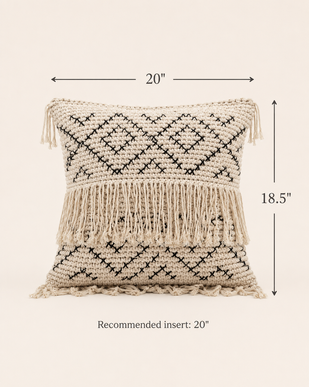 Bohemian Tasseled Macrame Throw Pillow