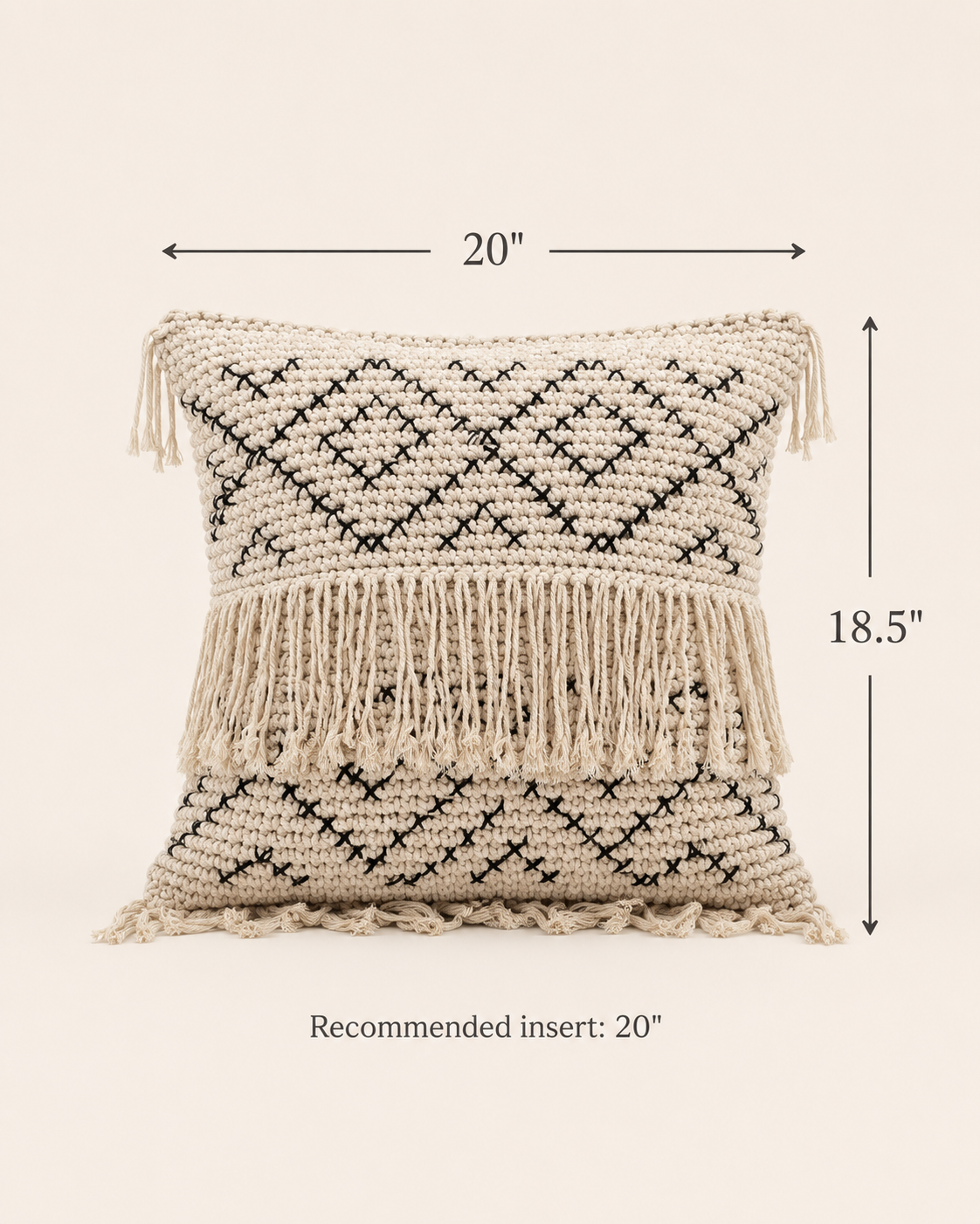 Bohemian Tasseled Macrame Throw Pillow