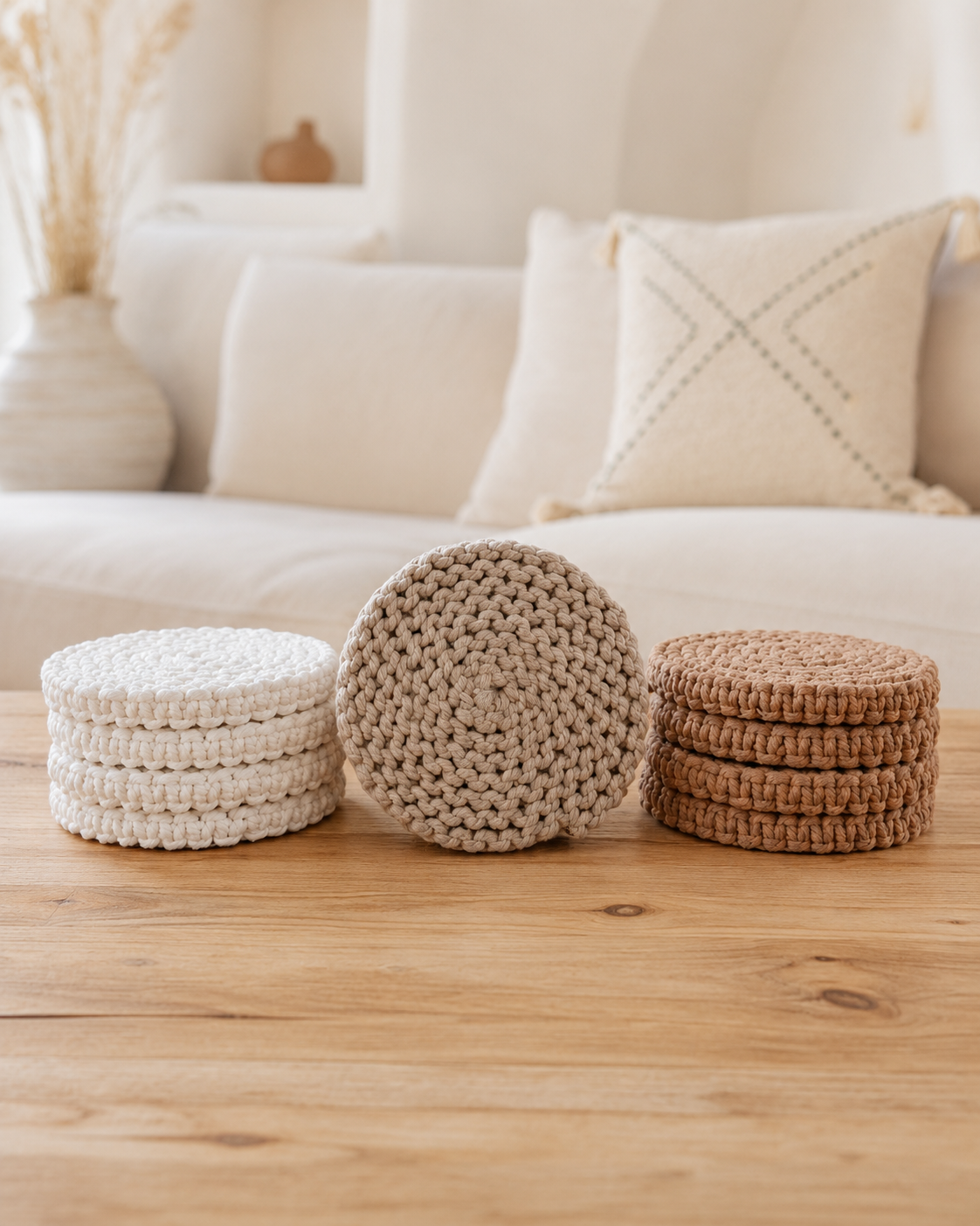 Braided Macrame Coasters Set of 4