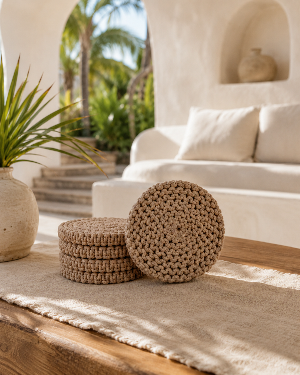 Braided Macrame Coasters Set of 4