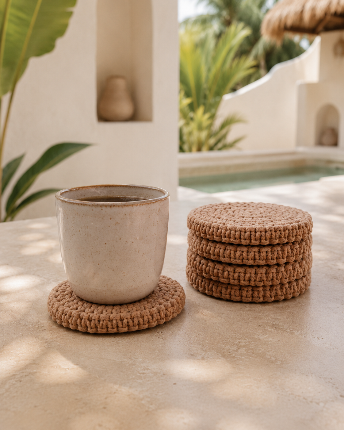 Braided Macrame Coasters Set of 4