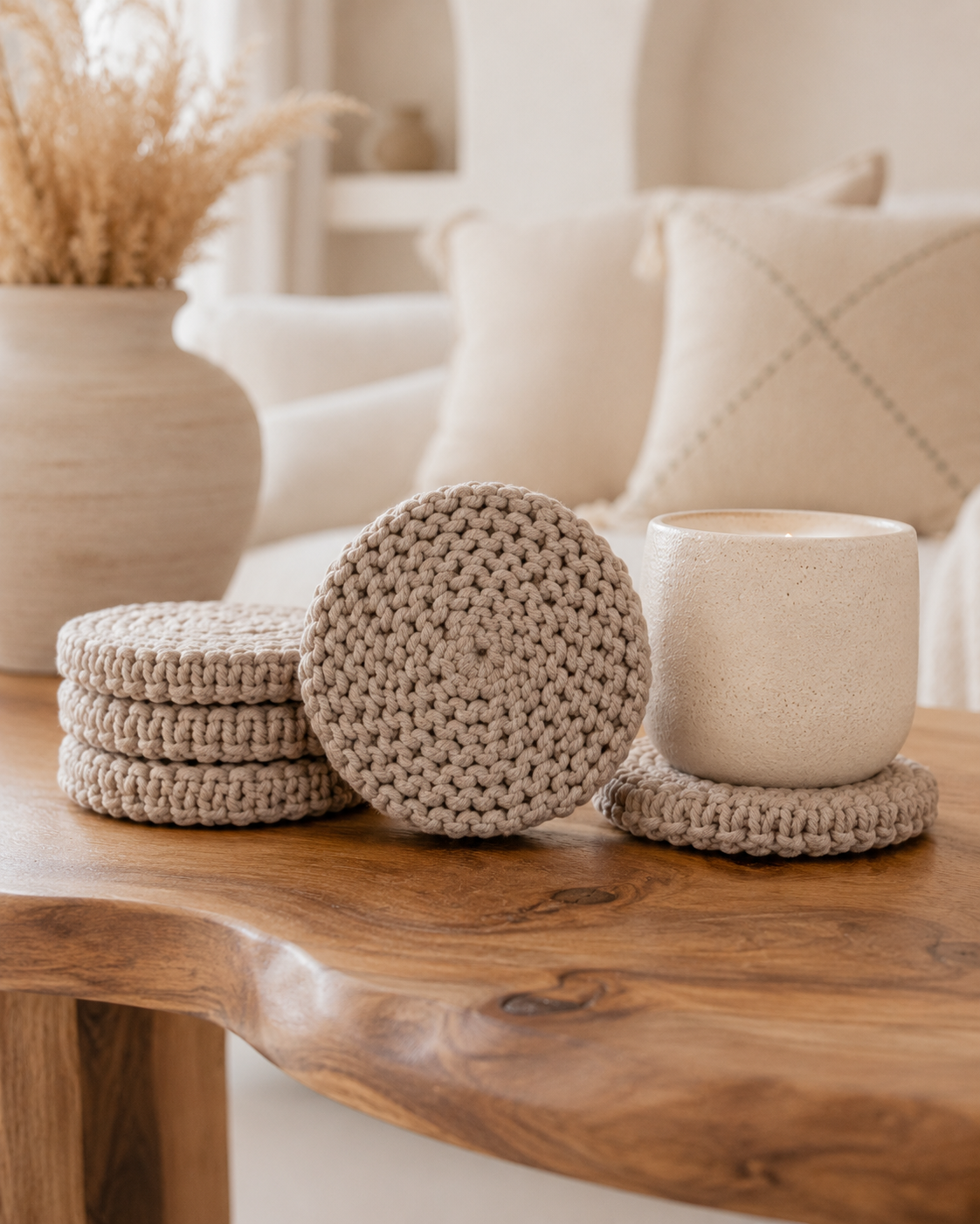 Braided Macrame Coasters Set of 4