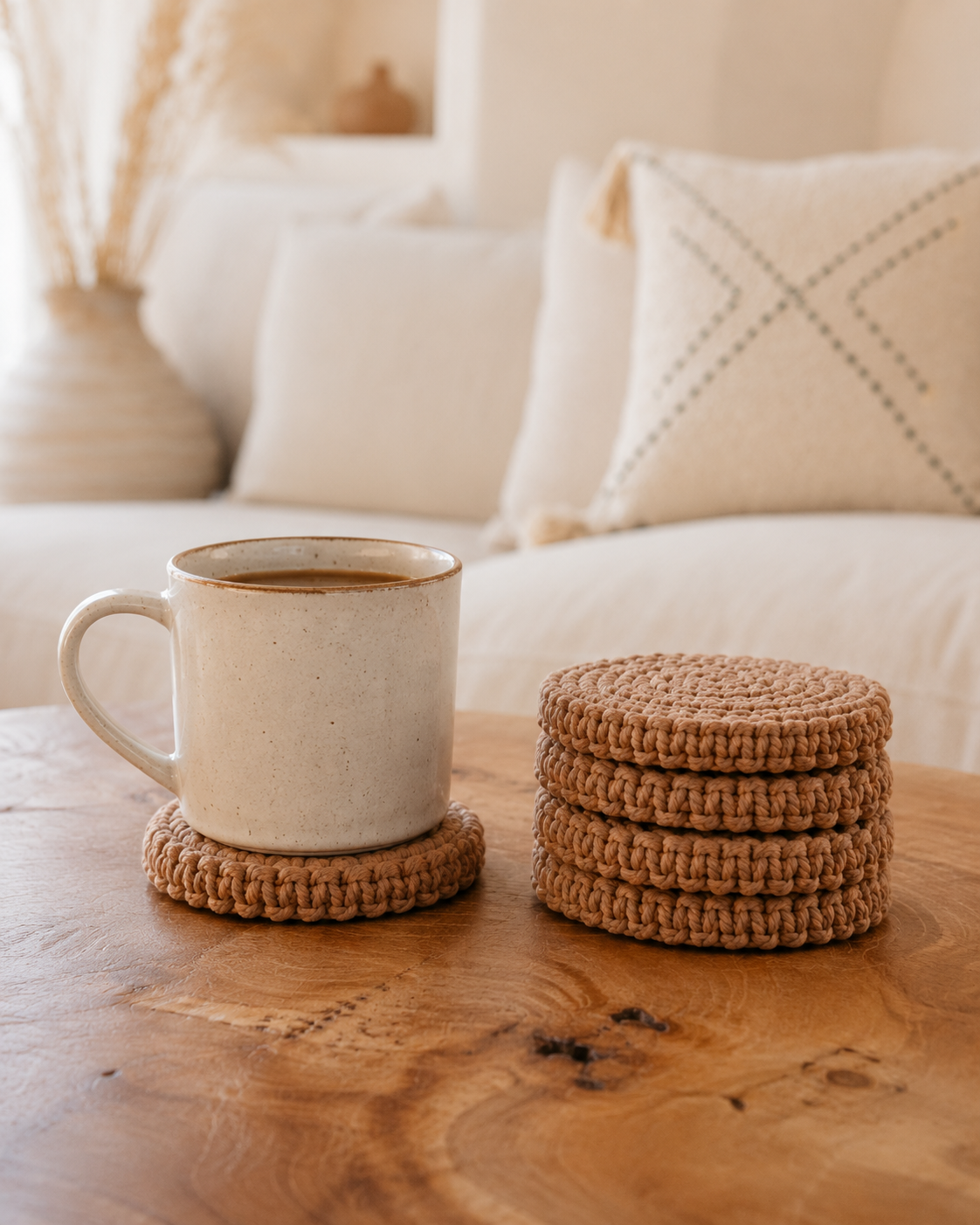 Braided Macrame Coasters Set of 4