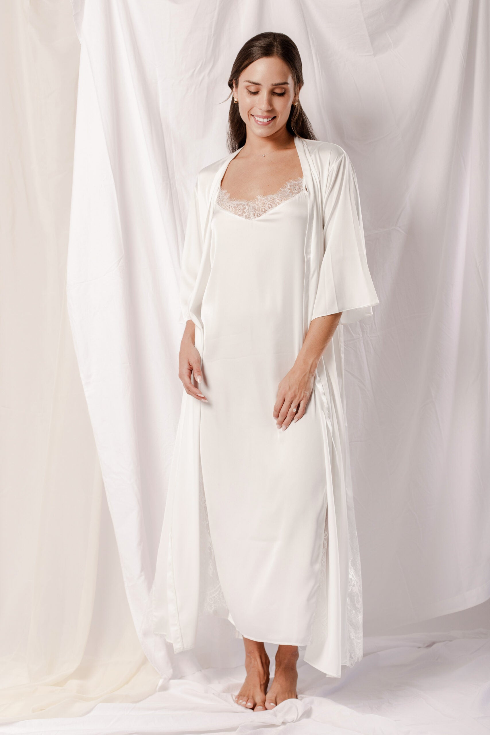 Washable Silk Kimono & Dress Bridal Set