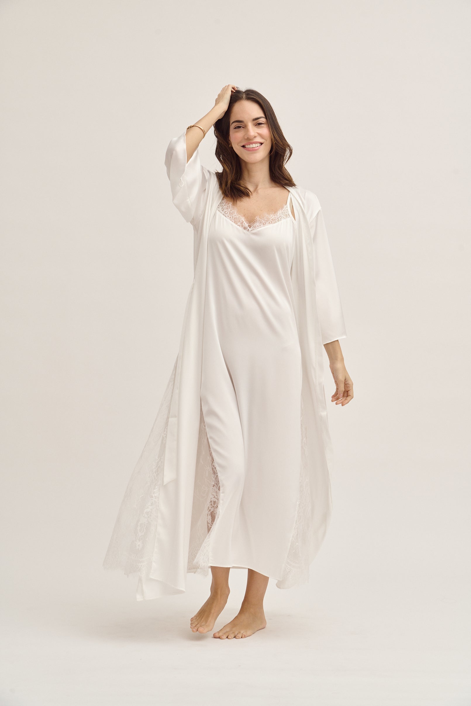 Washable Silk Kimono & Dress Bridal Set
