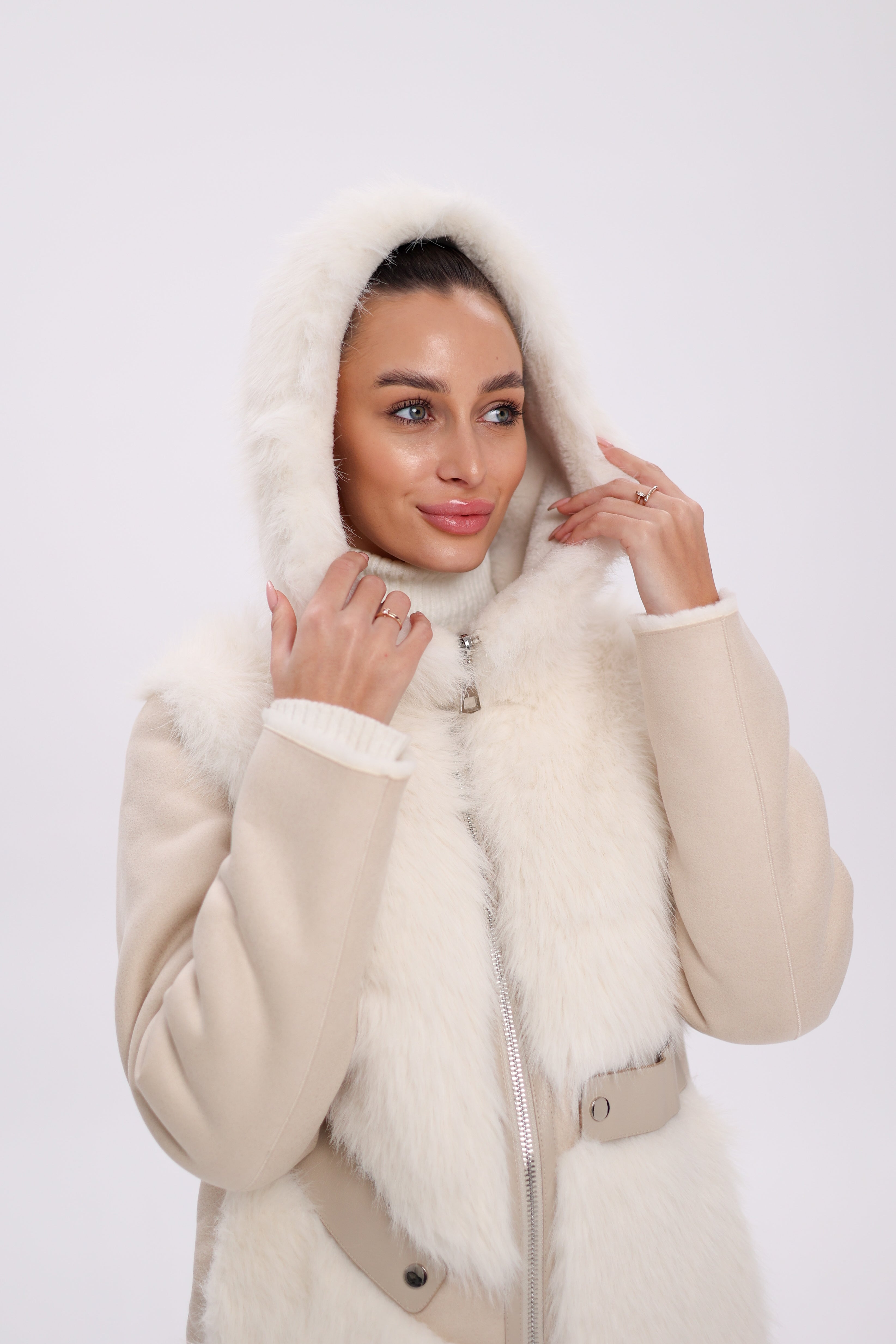 ⇆ Reversible Hooded Wool Blend Jacket