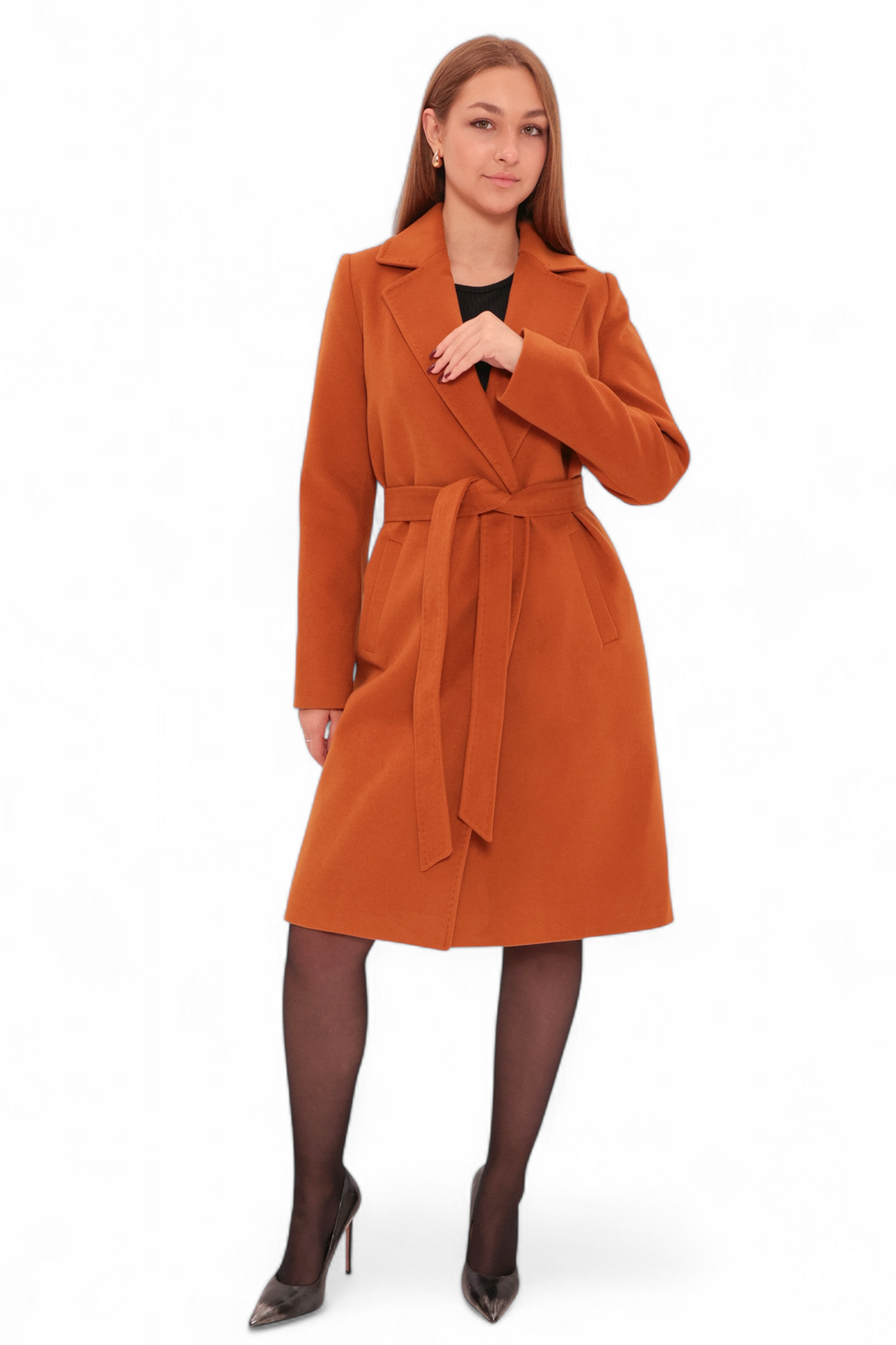 Windsor Classic Wraparound Cashmere Blend Overcoat in Cinnamon