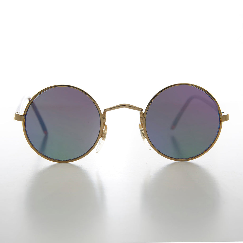 Small Round Hippy Mirror Lens Vintage Sunglass - Cana