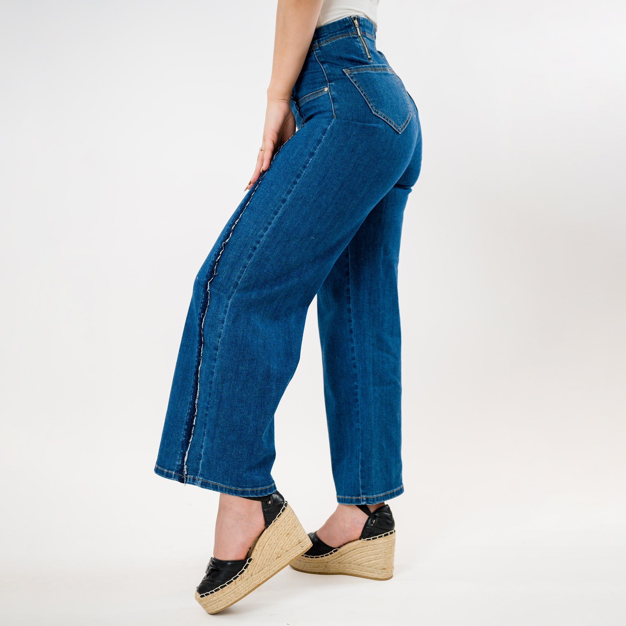 Hi-low waist cropped palazzo