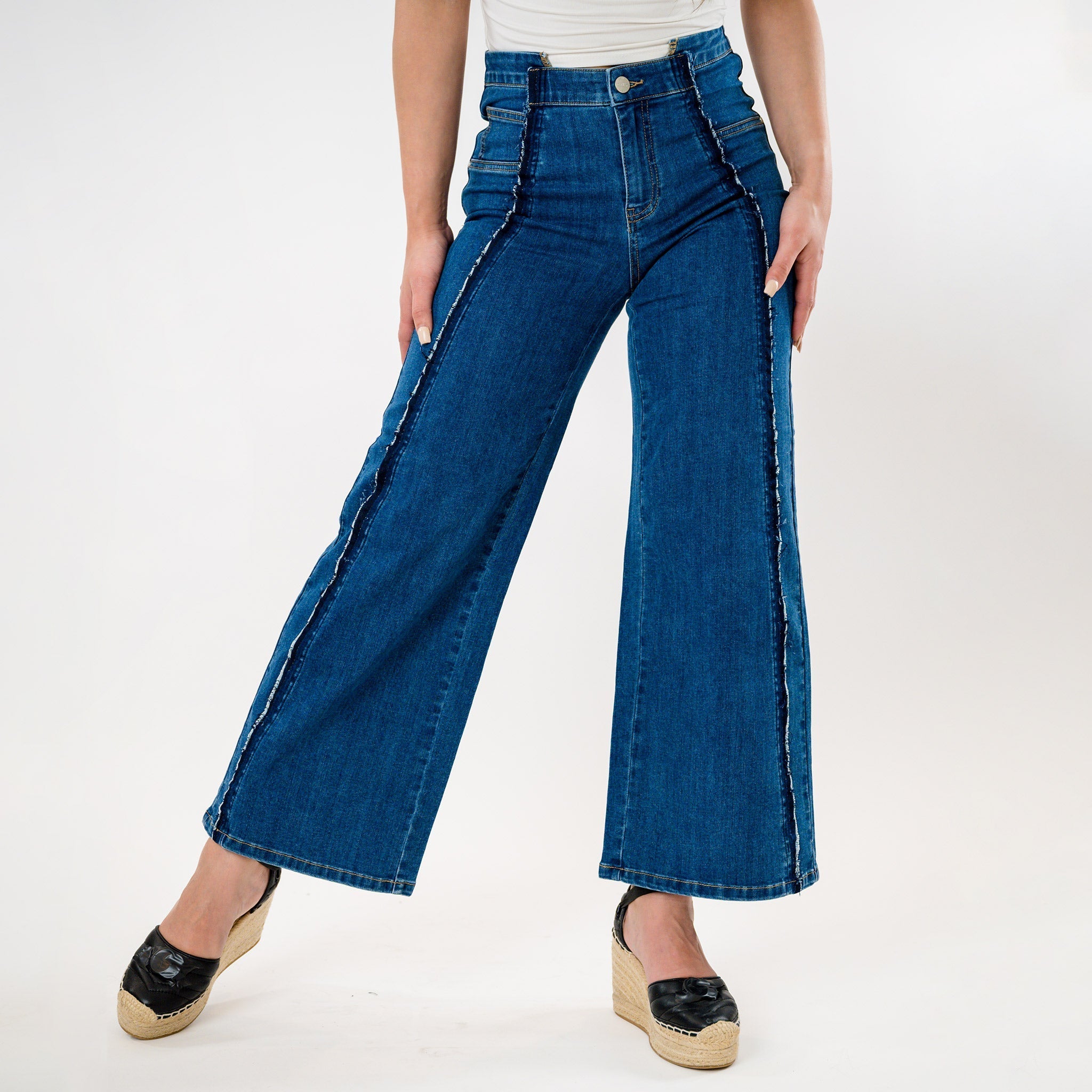 Hi-low waist cropped palazzo