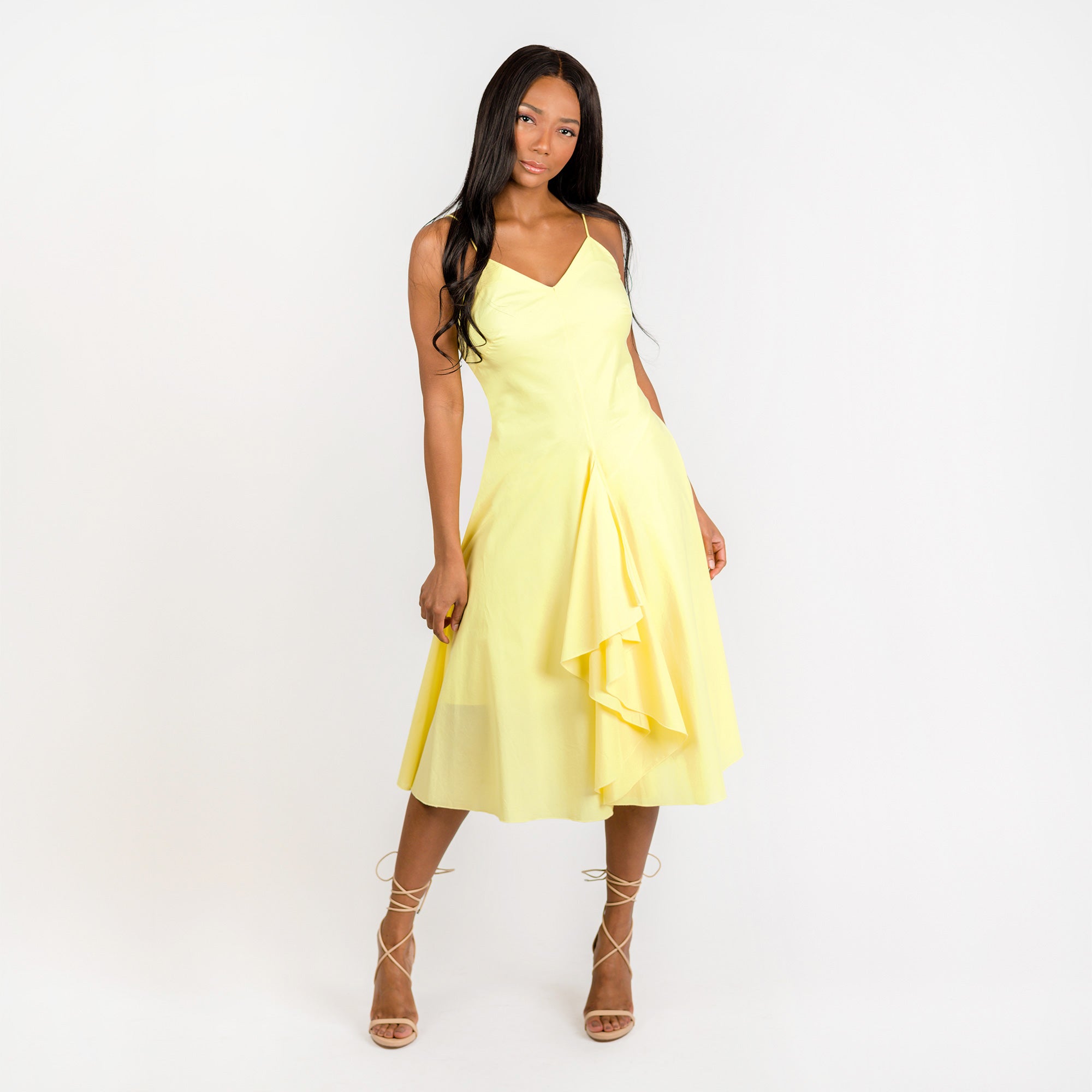 CN7203 Spaguetti Strap Flared Dress