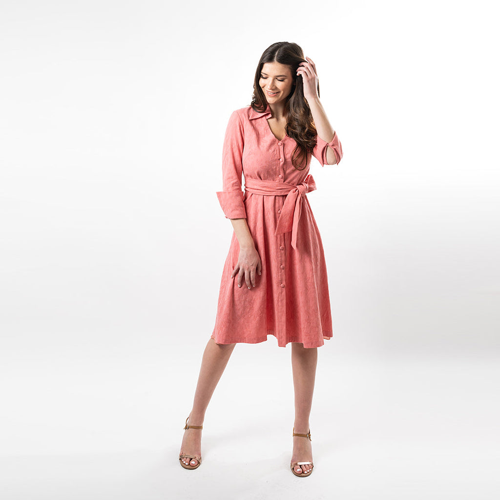 Button Down Fit & Flare Shirt Dress