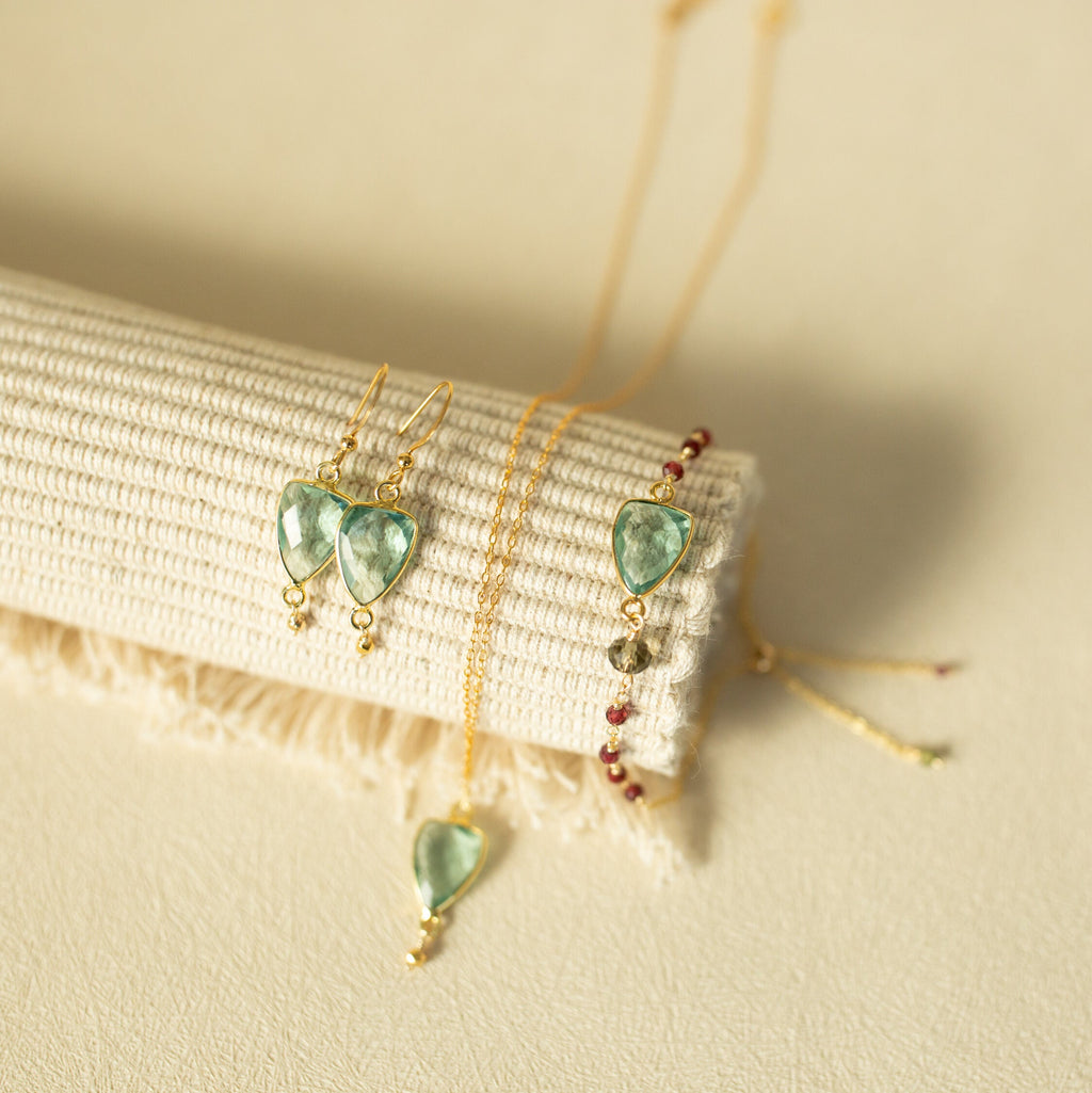 Green Amethyst Gold Isla Earrings