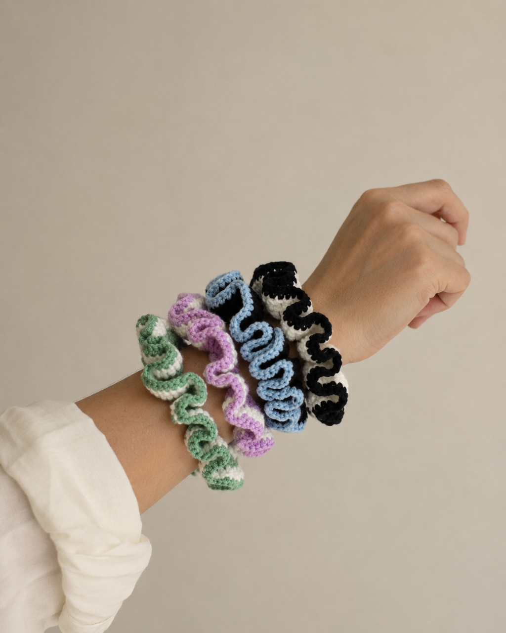 Cotton Crochet Scrunchie Set
