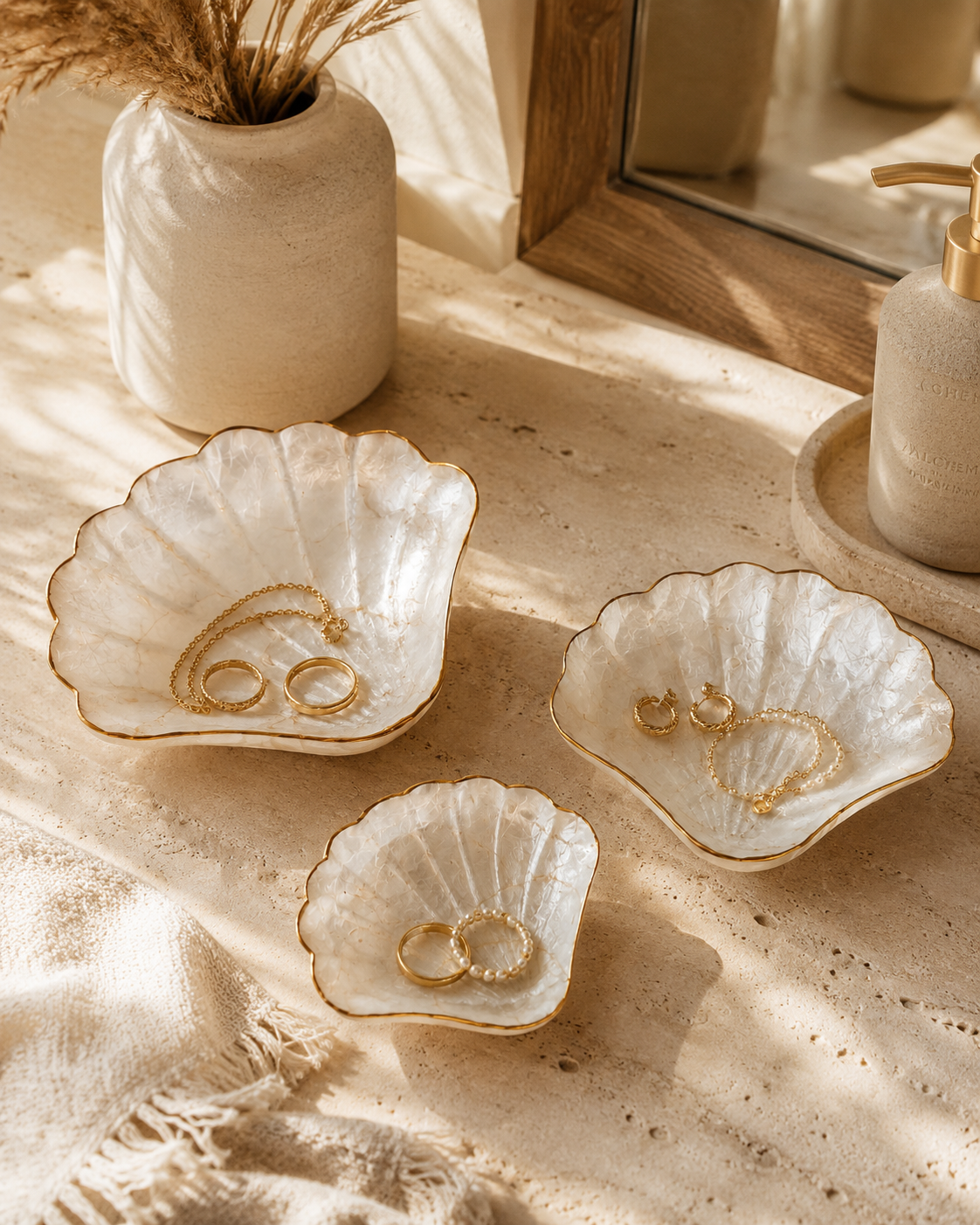 Mother of Pearl Catch All Set of 3
