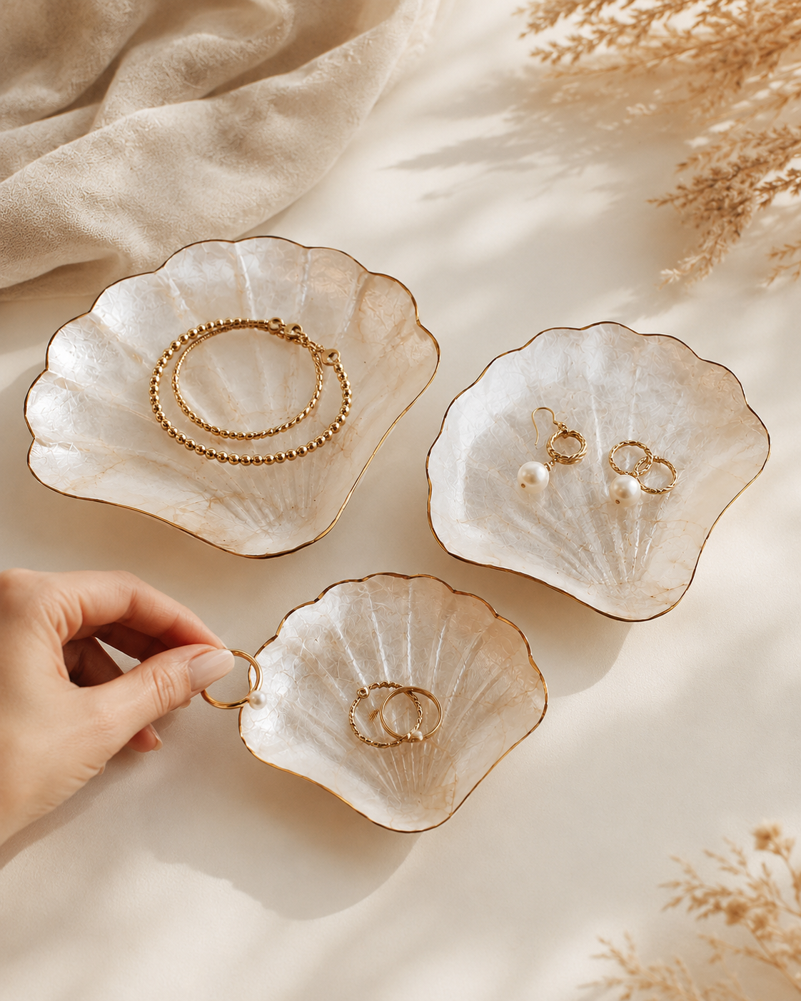 Mother of Pearl Catch All Set of 3