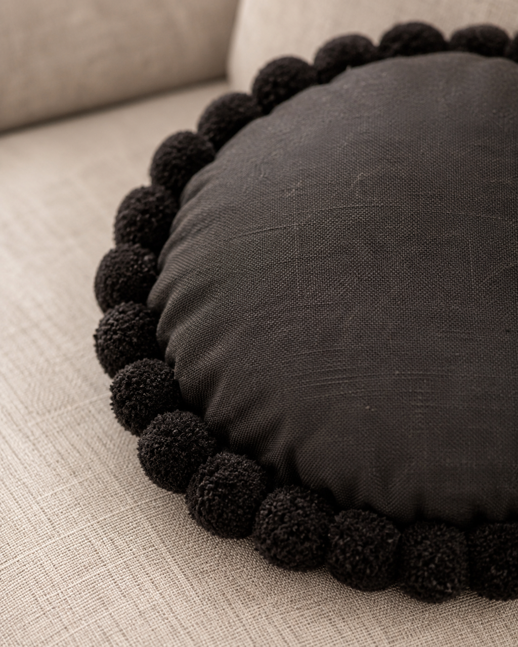 Round Pom Pom Pillow