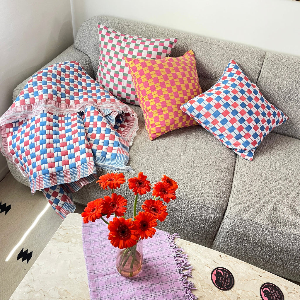 Sujani Pillow - Black & White Checkered Pillow