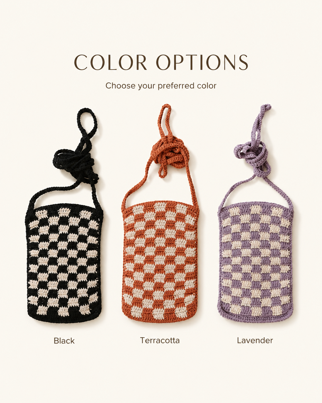 Checkered Crochet Phone Sling Bag