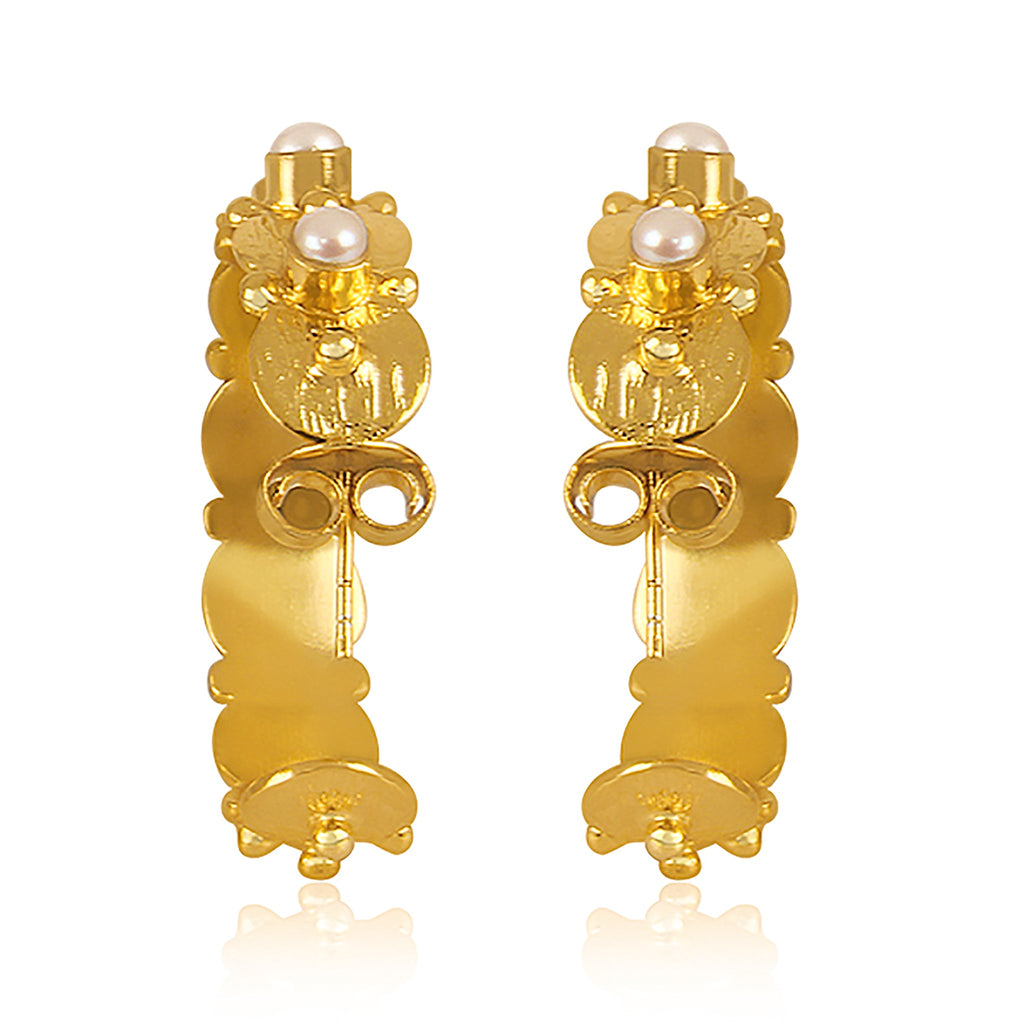 Honeysuckle Hoop Earrings - Pearl