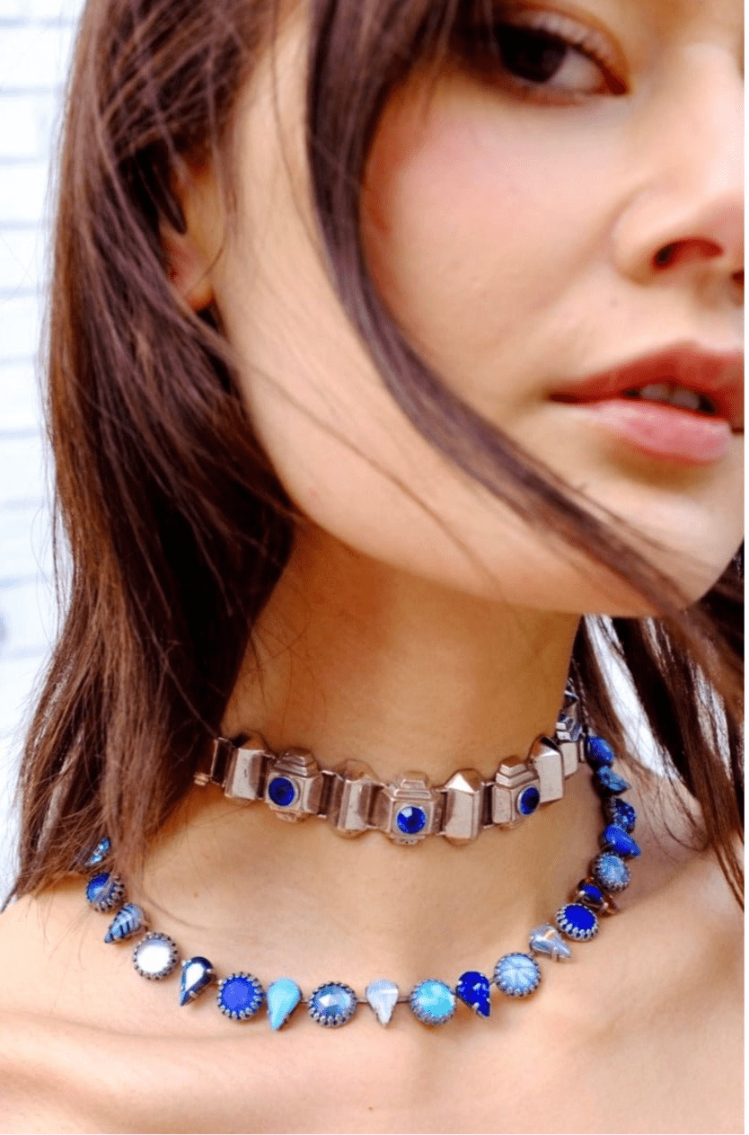 Layering Choker in Ocean (Silver)