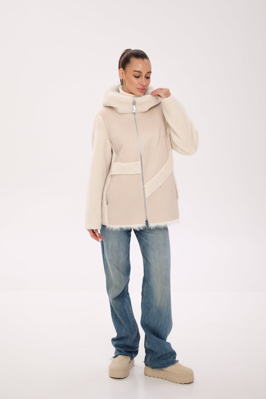 ⇆ Reversible Hooded Wool Blend Jacket