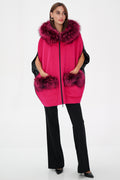 Saga®Furs Silver Fox Wool Cashmere Poncho Vest in Fuchsia