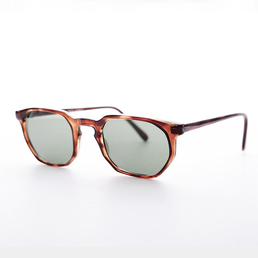 Small Polygon Horn Rim Keyhole Bridge Vintage Sunglass - Davis