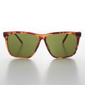 Large Square Vintage Sunglass with Olive Green Lens - Denmark