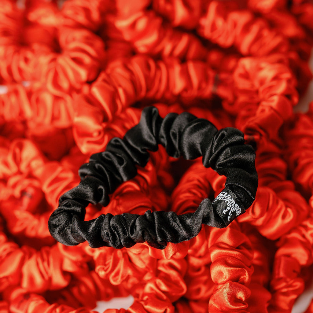 Organic Silk Small Scrunchie 3-Pack Onyx Black