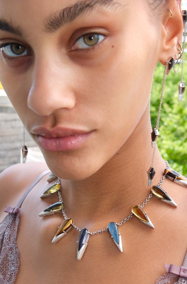 Saber Tooth Necklace in Angora (Silver) SHIPS IN FEBRUARY