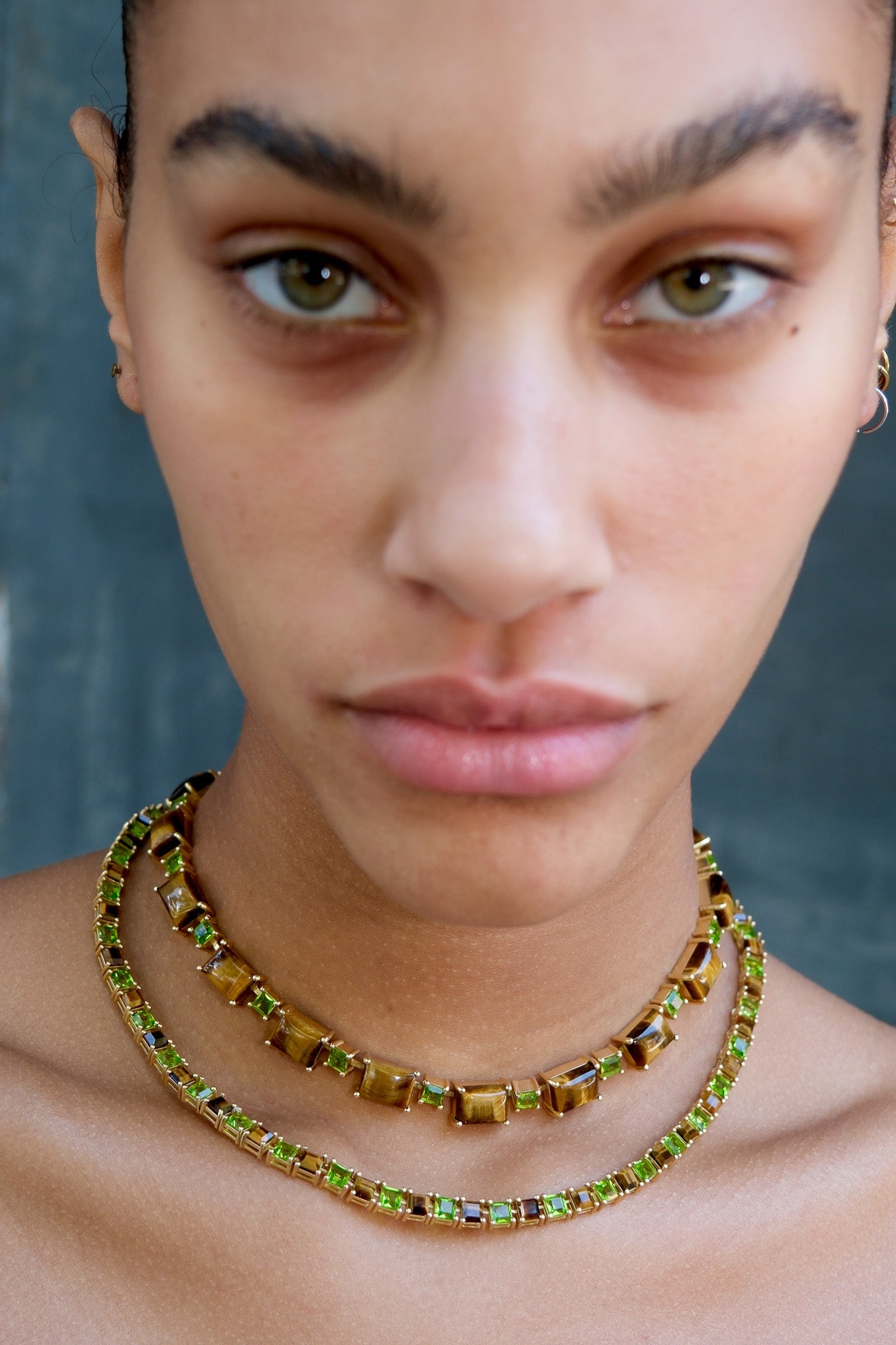 Genuine Tiger Eye And Poison Dart Tennis Necklace (Gold) SHIPS IN FEBRUARY