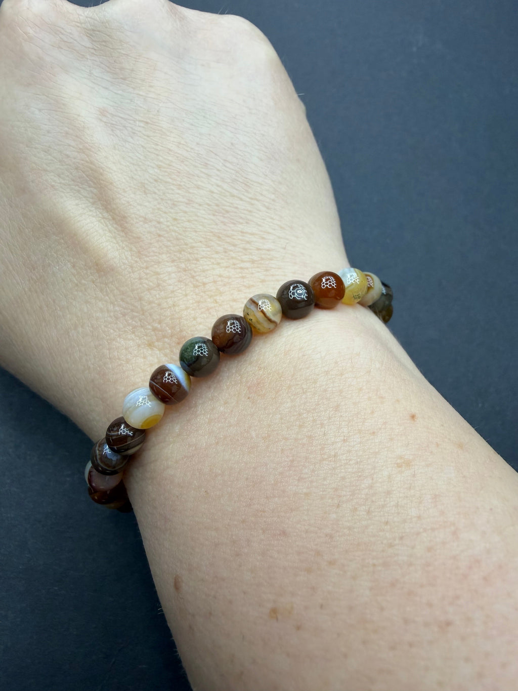 Brown Agate 6mm Beaded Stretch Bracelet