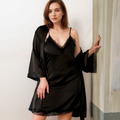Minimalist Pink & Black Lace Silky Lingerie Set - Sizes S to 6XL