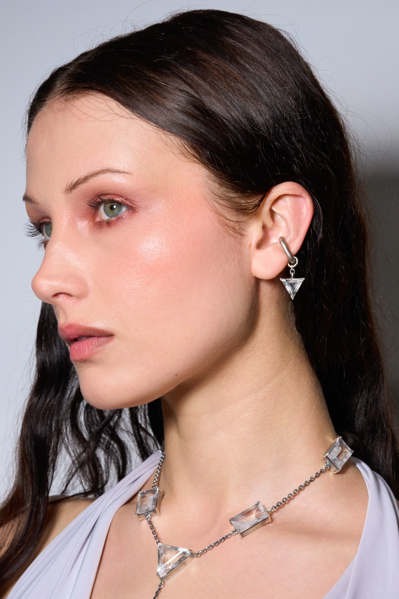 Small Escher Ear Cuff in Striated Crystal (Silver) SHIPS IN FEBRUARY