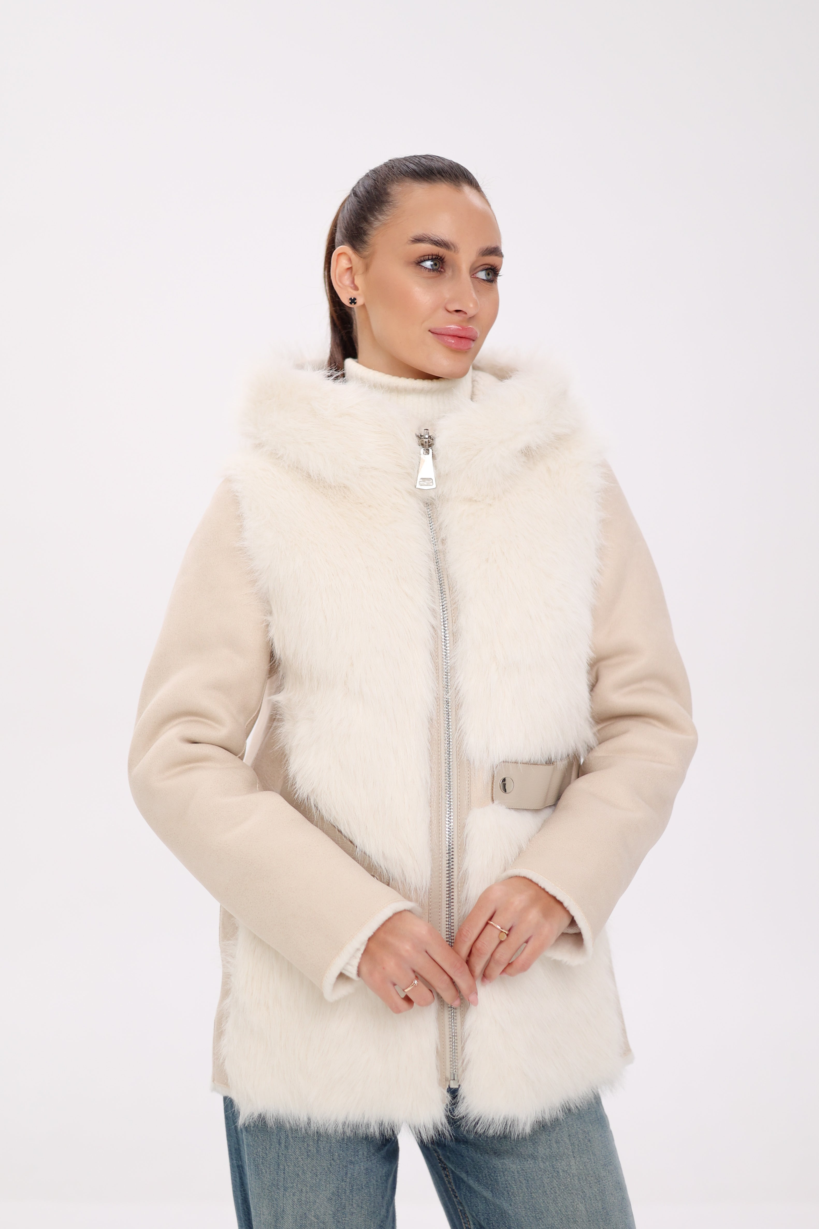 ⇆ Reversible Hooded Wool Blend Jacket