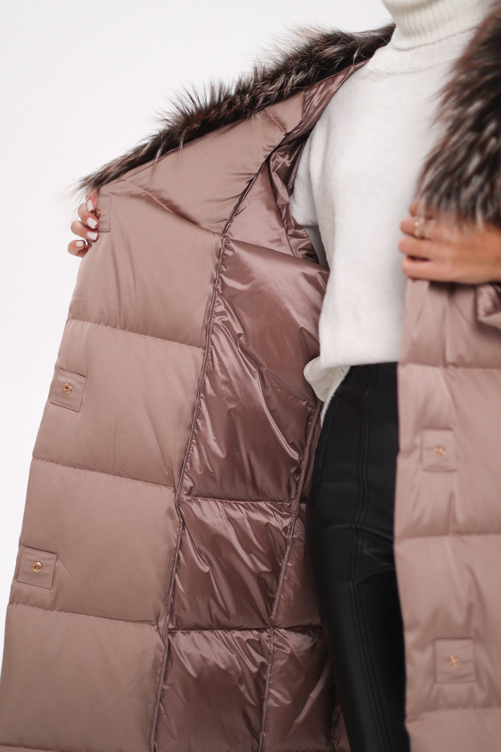 Rei Silver Fox Fully Lined Hood Down Coat in Blush