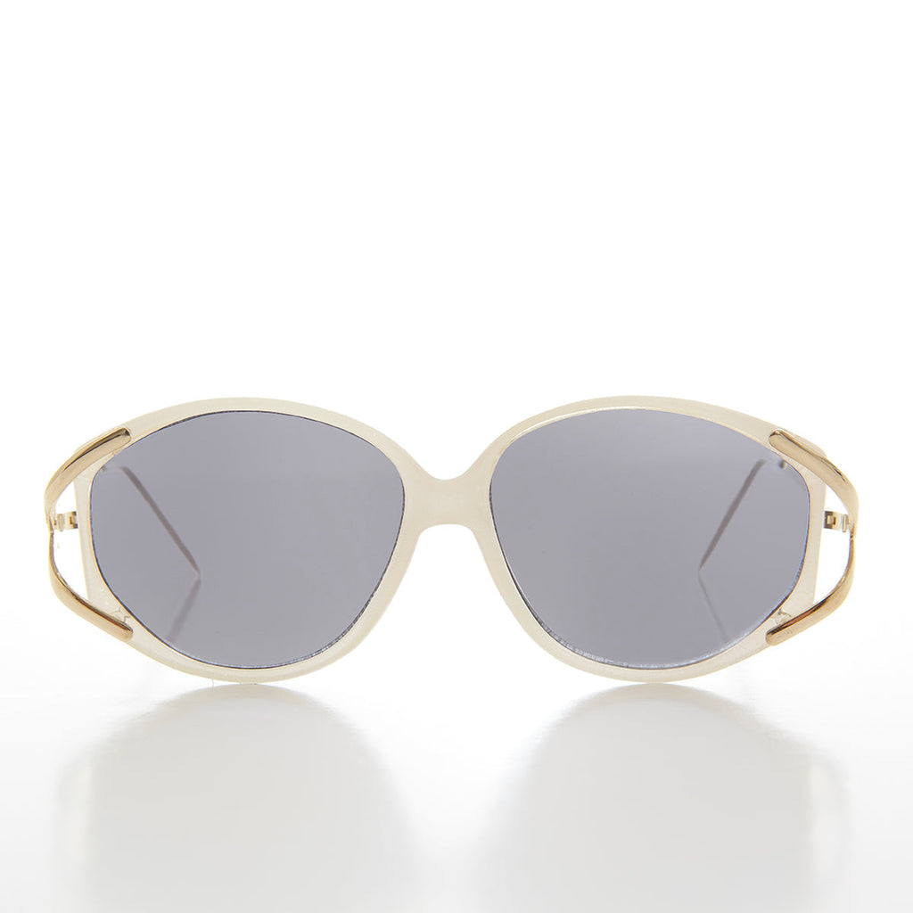 Large Women's Vintage Sunglass with Gold Accents - Fern 2